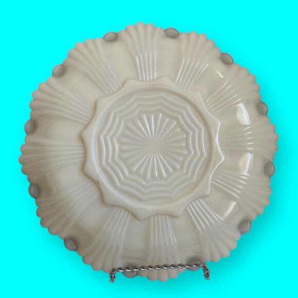 Vtg Milk Glass 3 Part Relish Dish Anchor Hocking Fire-King 22K Gold Trim 10” - Picture 6 of 6